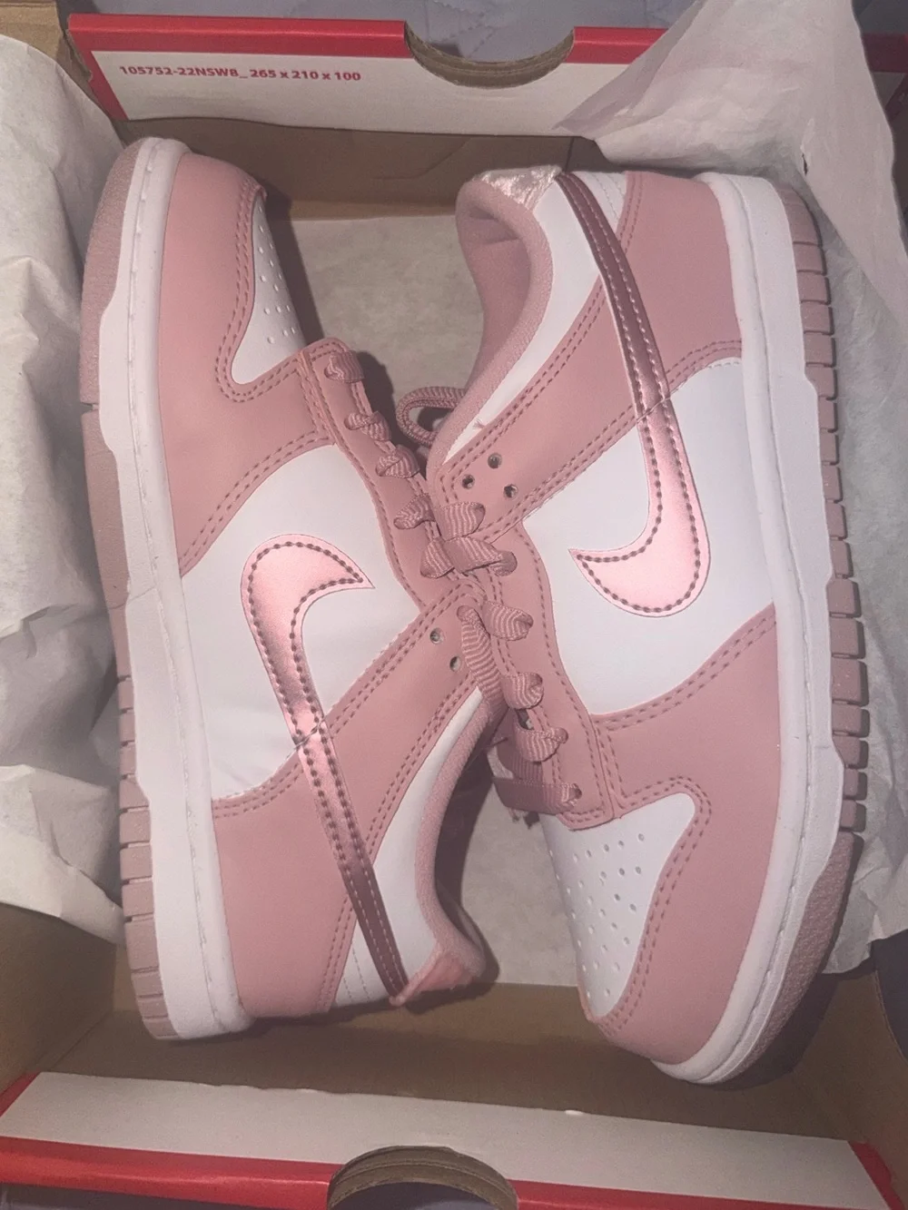 Pink and White Low-Top Nike Dunk Sneaker